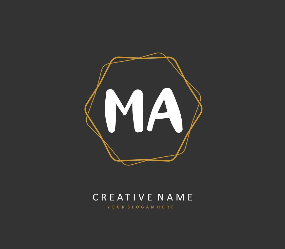 M A MA Initial letter handwriting and  signature logo. A concept handwriting initial logo with template element. vector