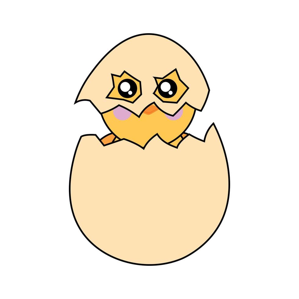 A chick sits in an eggshell wearing an eggshell mask vector