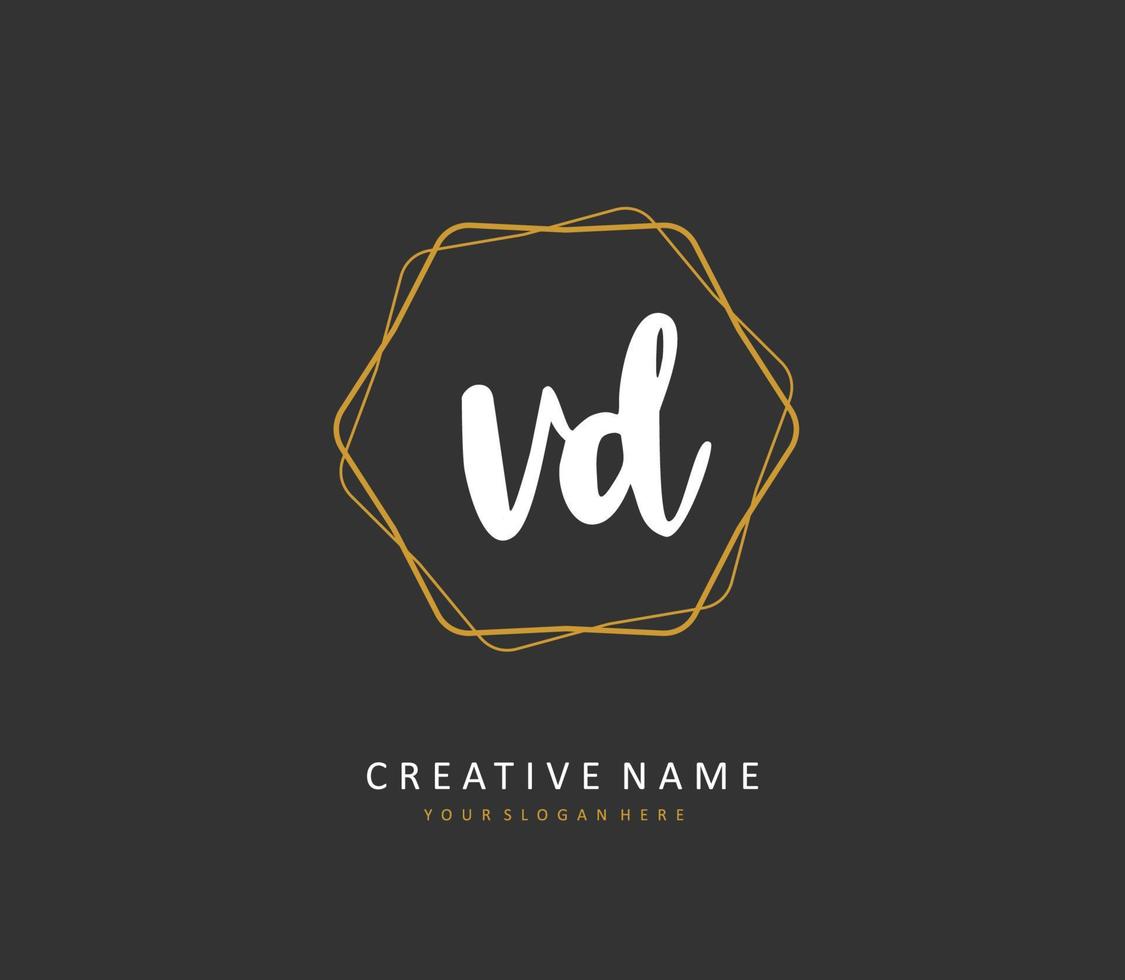 VD Initial letter handwriting and  signature logo. A concept handwriting initial logo with template element. vector