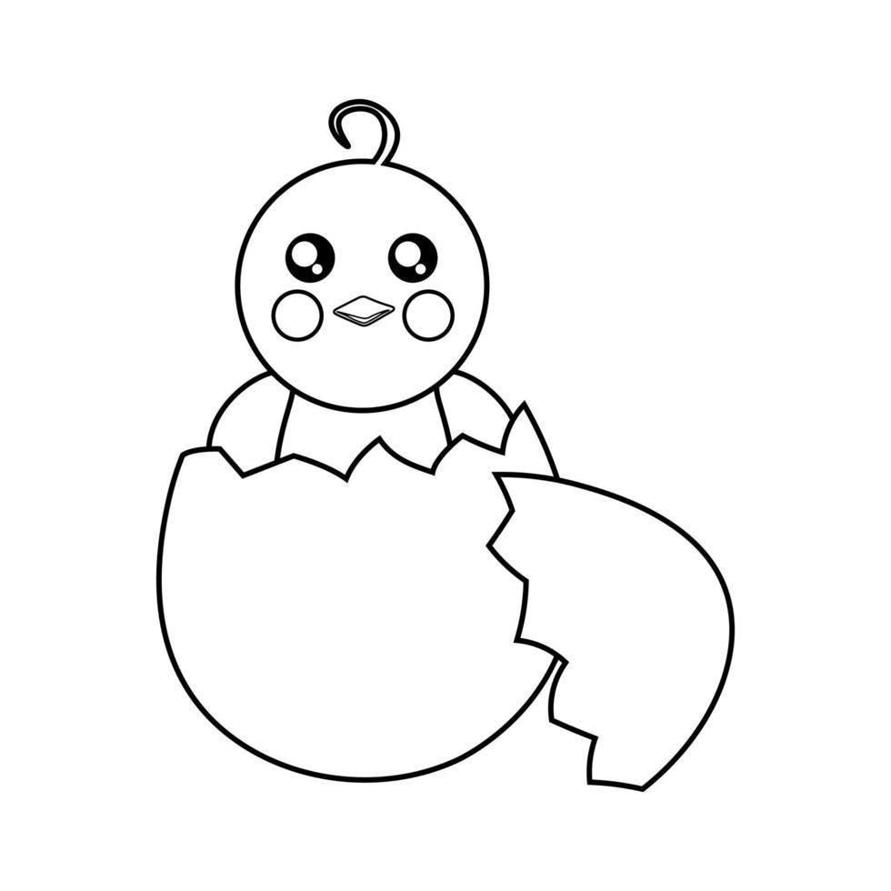 Coloring chicken is sitting in an egg shell vector