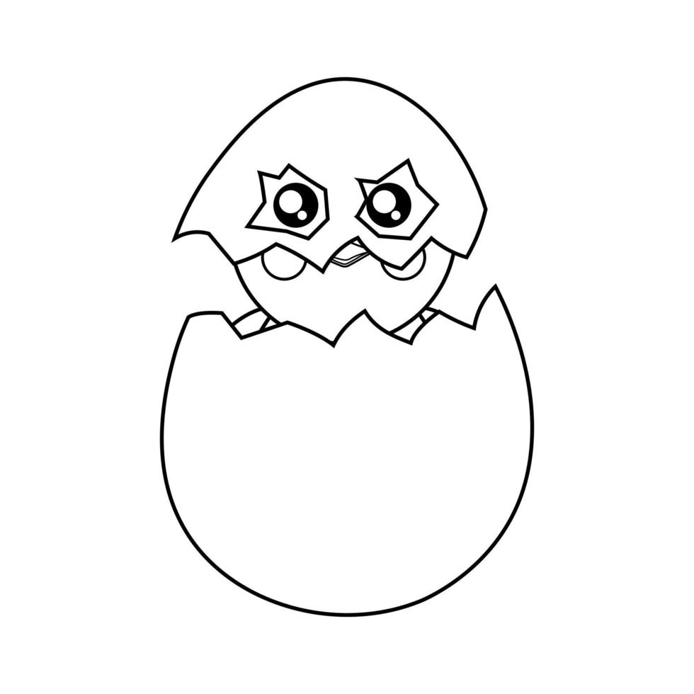 Coloring chicken is sitting in an egg shell in a mask from a shell vector