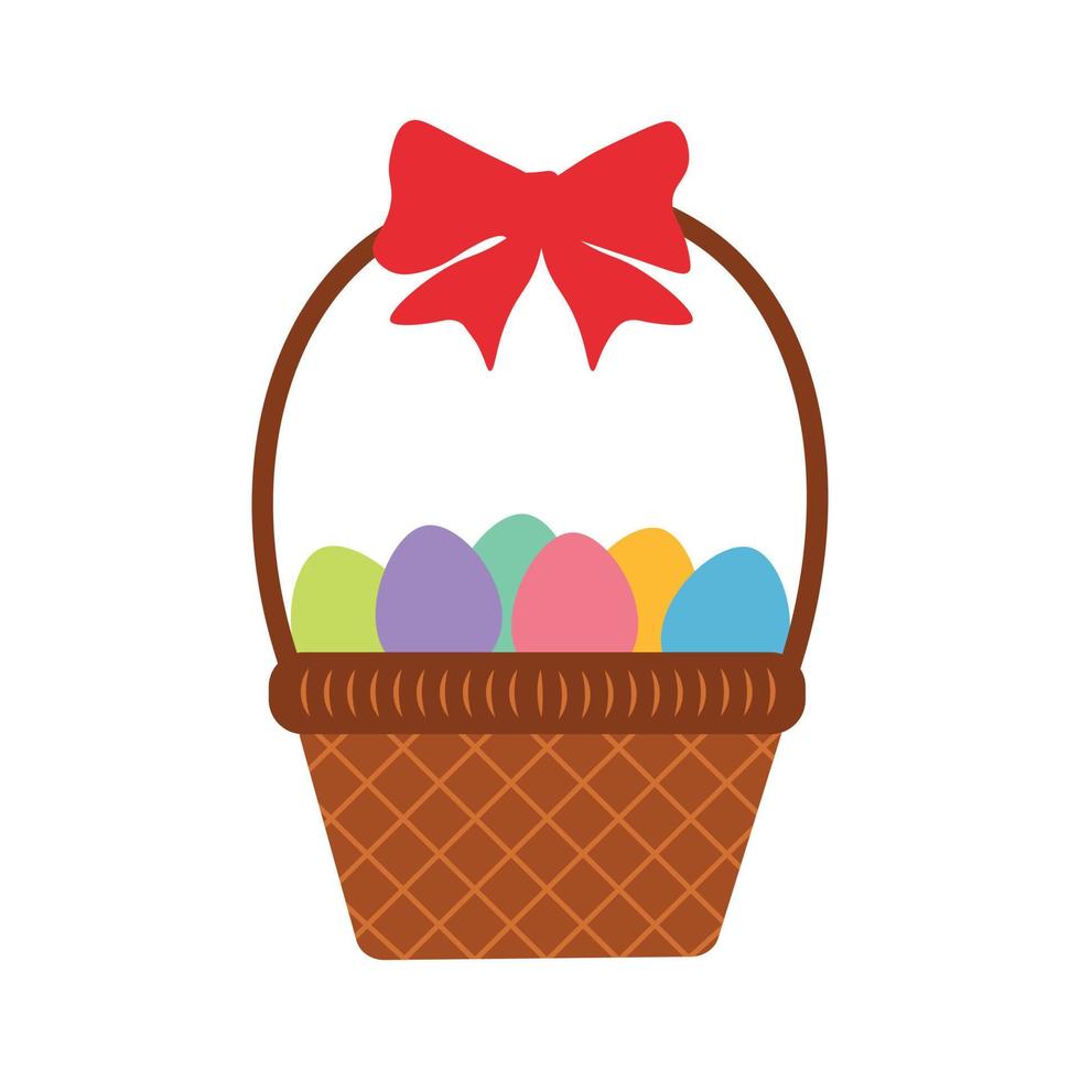Easter basket with eggs vector