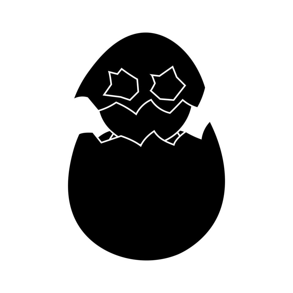 Glyph chicken sitting in an eggshell wearing an eggshell mask vector