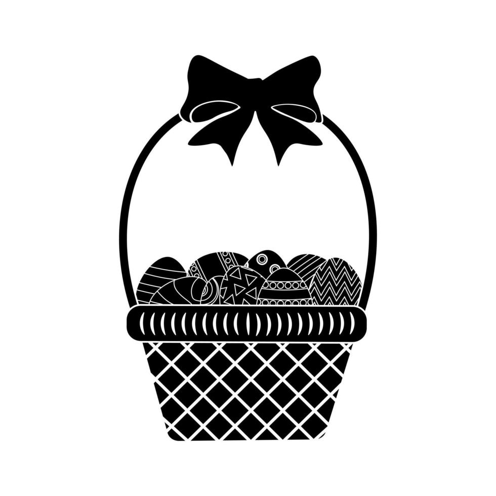 Glyph basket with easter eggs vector