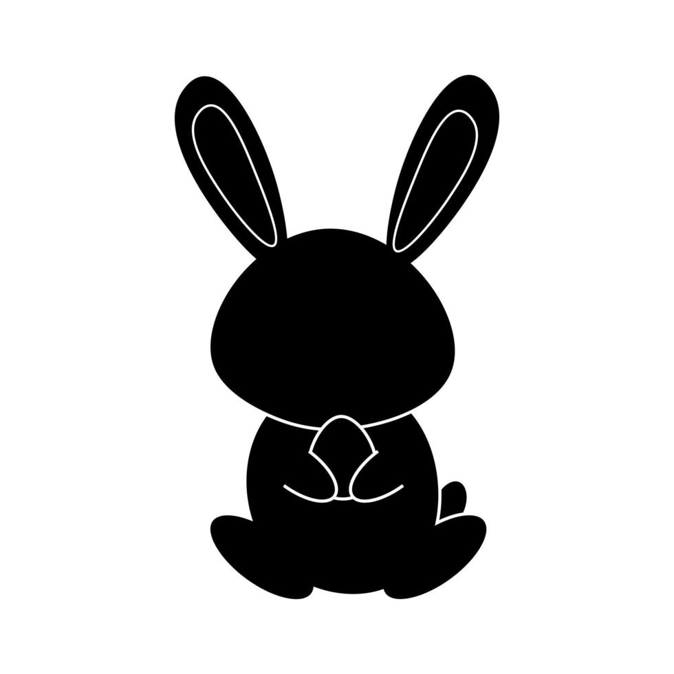 Glyph rabbit holding an egg in its paws vector