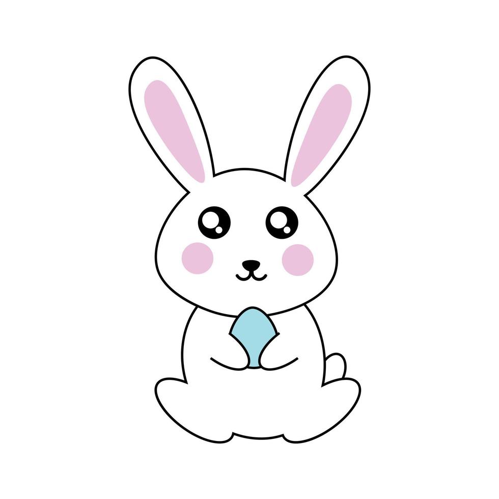 Rabbit holding an egg in its paws vector
