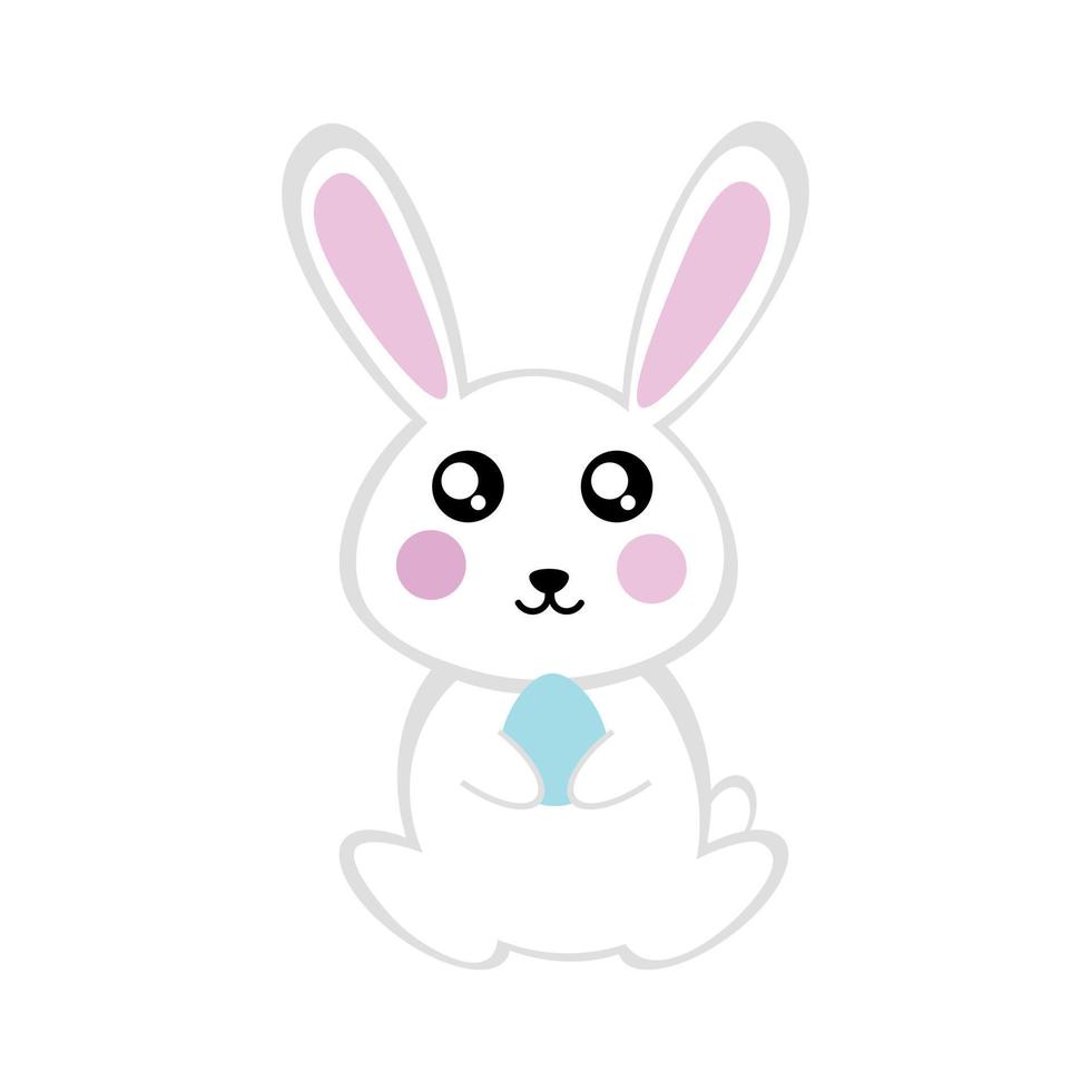 Rabbit holding an egg in its paws vector