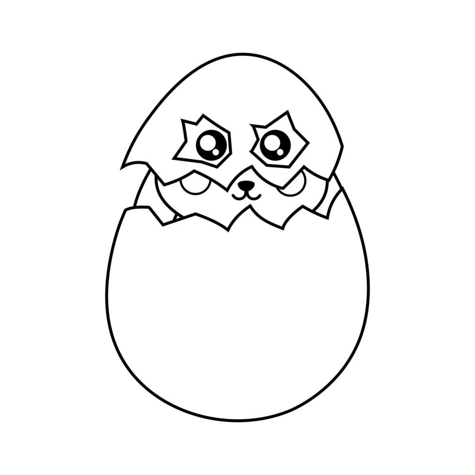 Conejo sentado en un cáscara de huevo vistiendo un cáscara de huevo máscara colorante página vector