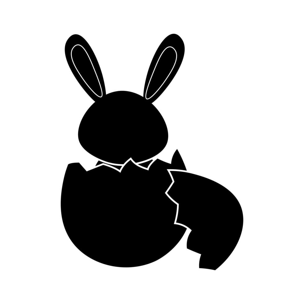 Glyph rabbit sitting in an eggshell vector