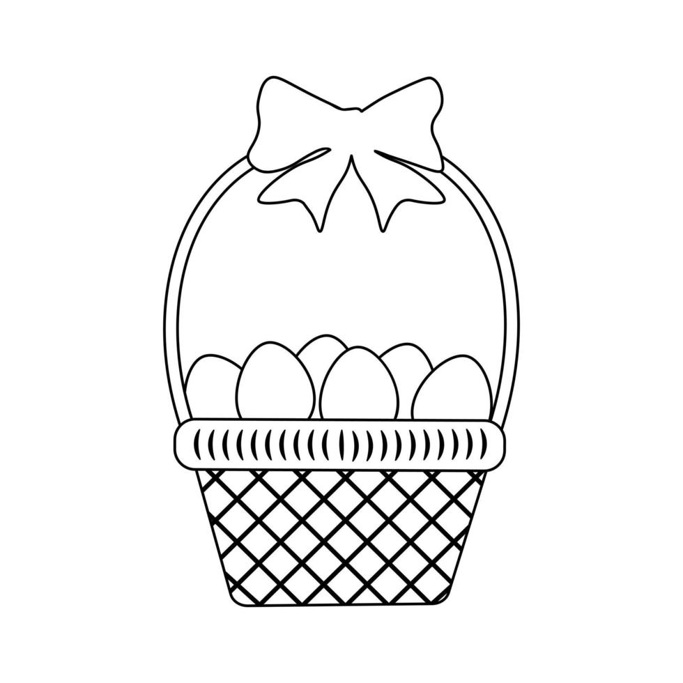 Easter Basket with Eggs coloring page vector