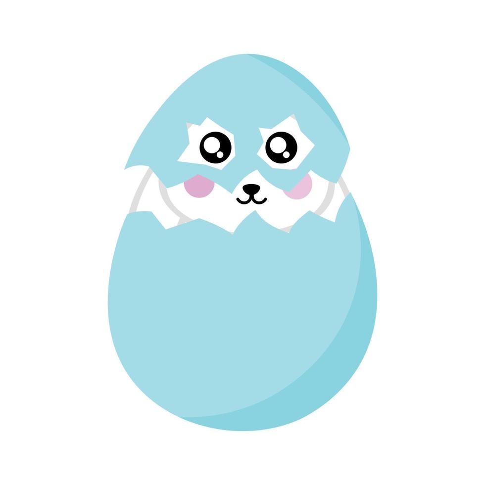 Conejo sentado en un cáscara de huevo vistiendo un cáscara de huevo máscara vector