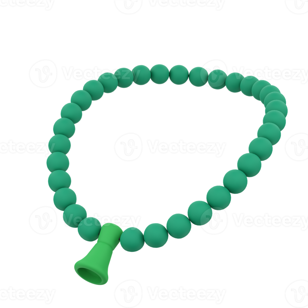 3D Prayer Beads for Ramadan Celebration. Object on a transparent background png