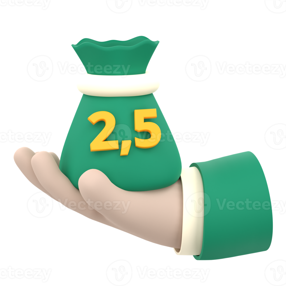 3D Pay Zakat for Ramadan Celebration. Object on a transparent background png