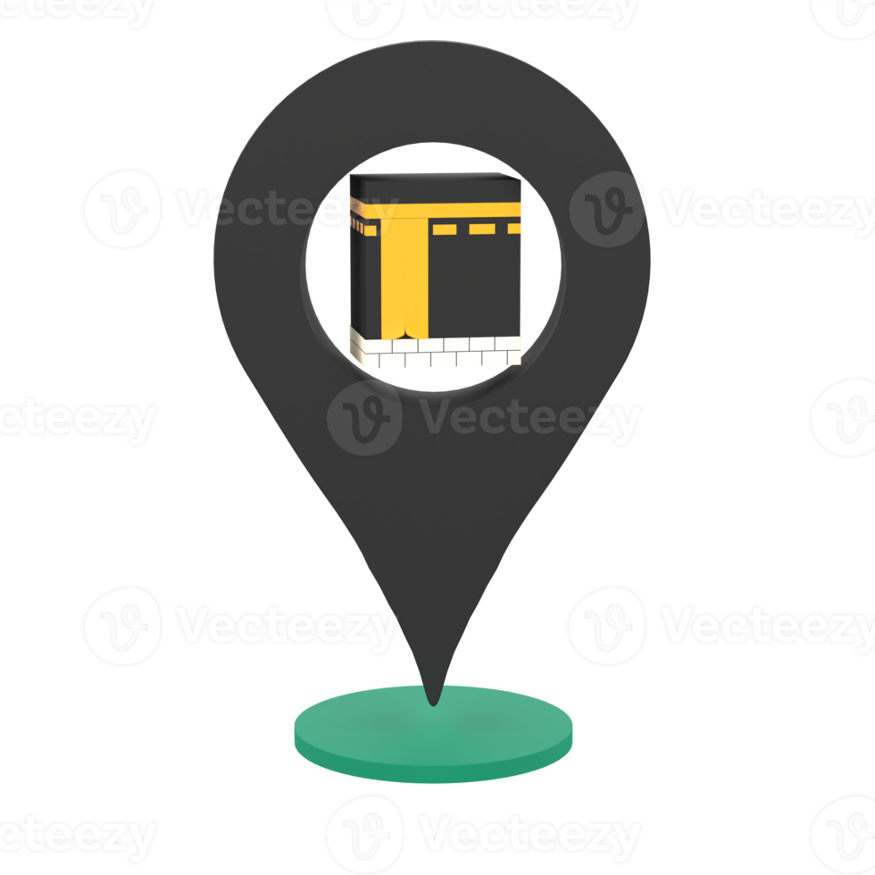 3D Kabaa Location for Ramadan Celebration. Object on a transparent background png