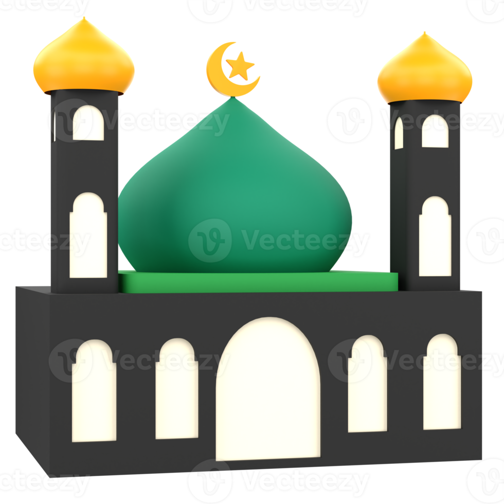 3D Mosque for Ramadan Celebration. Object on a transparent background png