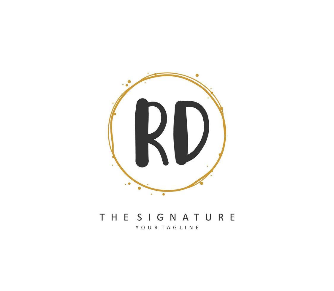 RD Initial letter handwriting and  signature logo. A concept handwriting initial logo with template element. vector