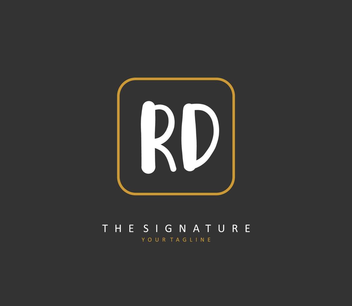 RD Initial letter handwriting and  signature logo. A concept handwriting initial logo with template element. vector