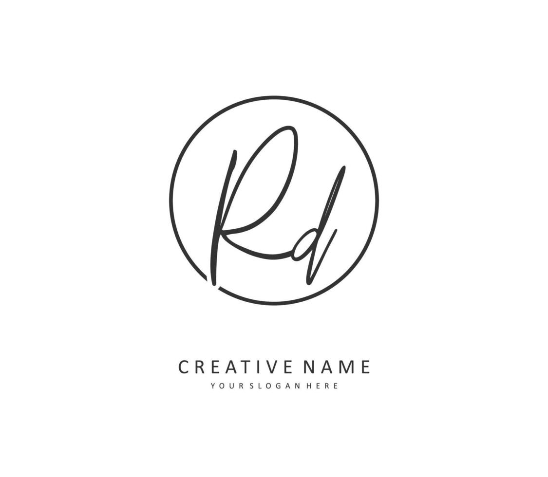 RD Initial letter handwriting and  signature logo. A concept handwriting initial logo with template element. vector