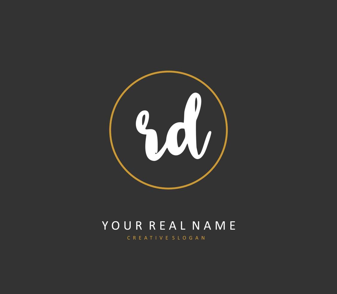 RD Initial letter handwriting and  signature logo. A concept handwriting initial logo with template element. vector