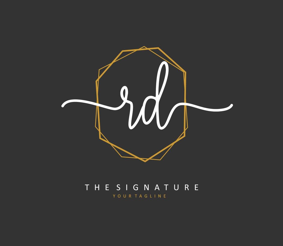 RD Initial letter handwriting and  signature logo. A concept handwriting initial logo with template element. vector