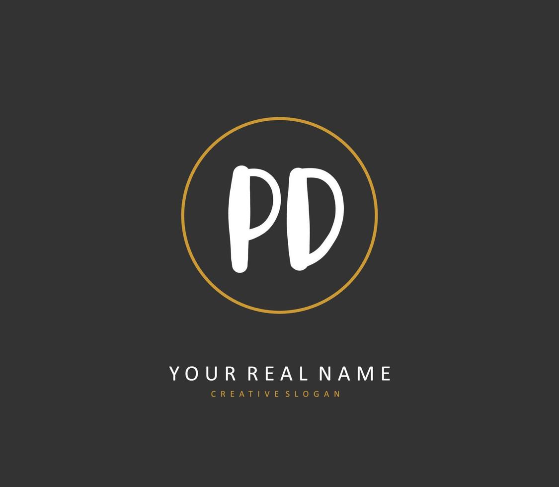 PD Initial letter handwriting and  signature logo. A concept handwriting initial logo with template element. vector