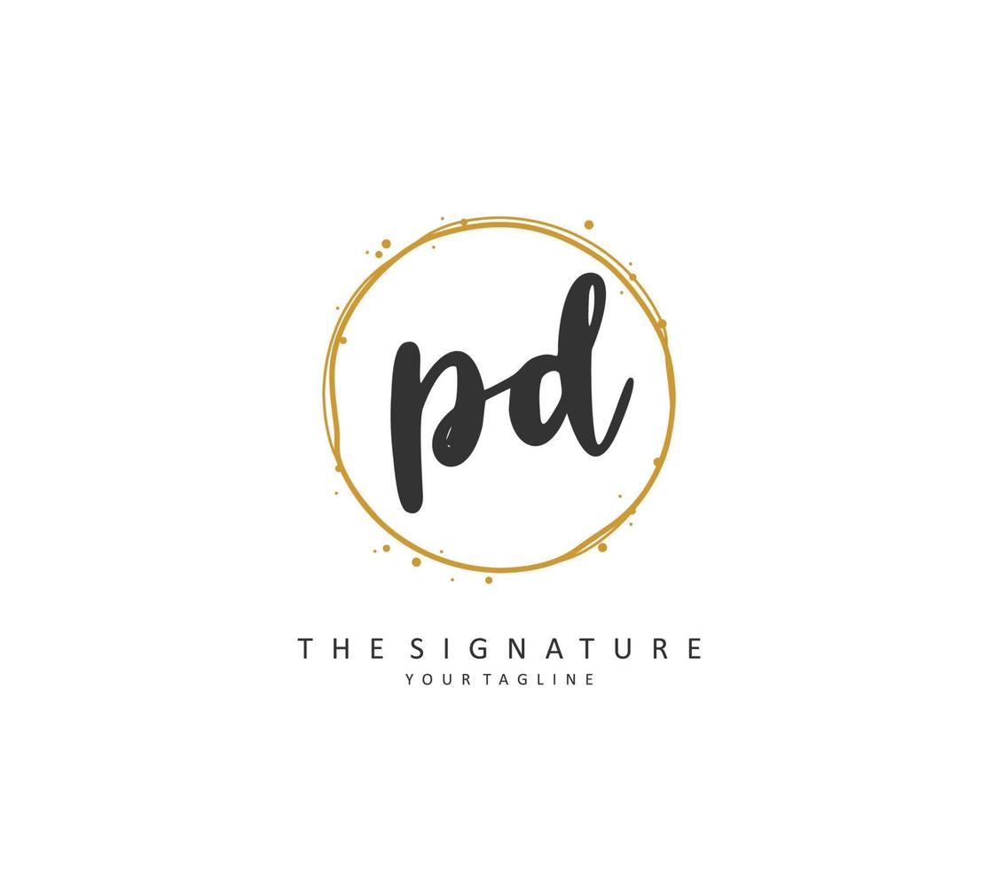 PD Initial letter handwriting and  signature logo. A concept handwriting initial logo with template element. vector
