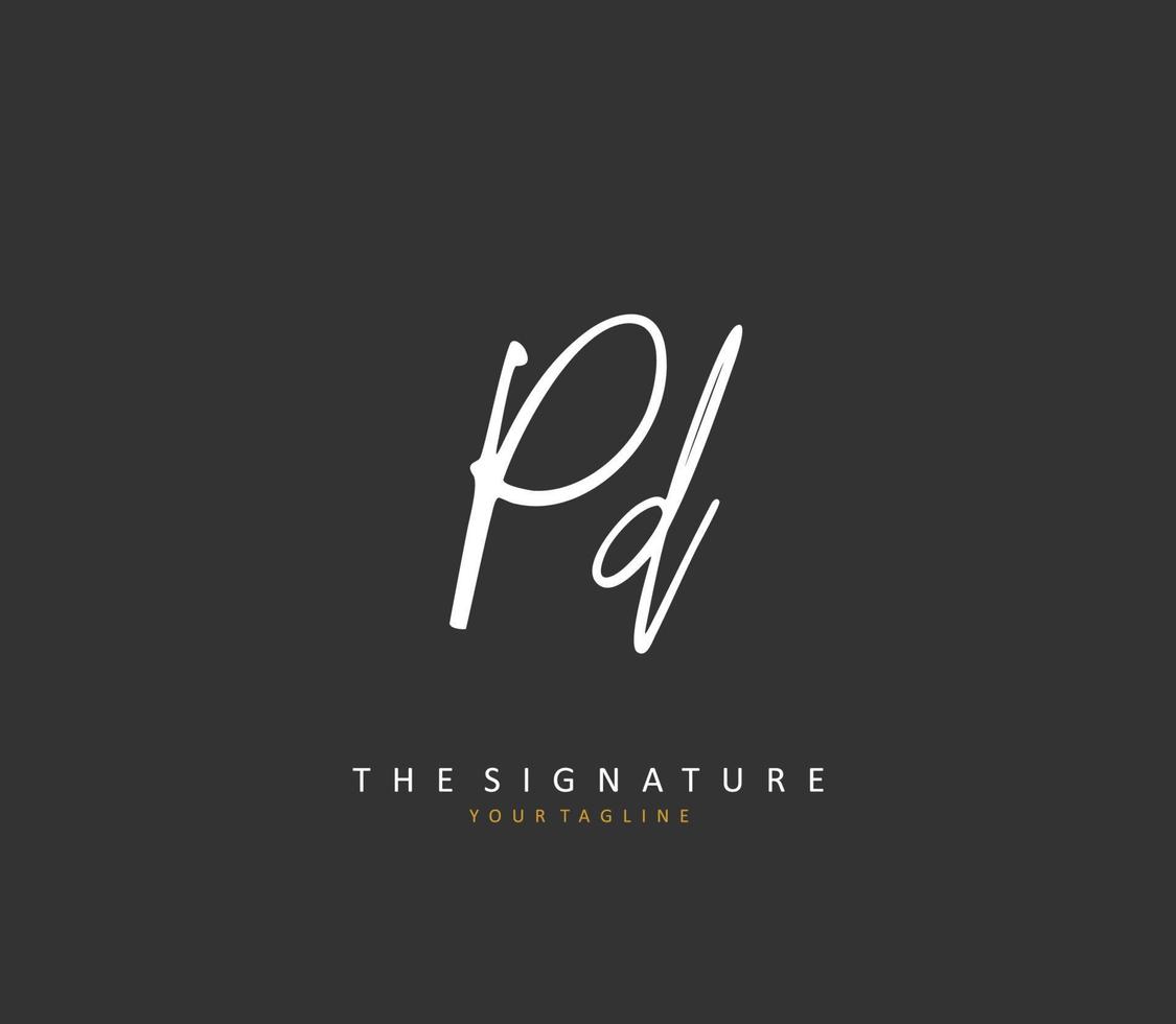 PD Initial letter handwriting and  signature logo. A concept handwriting initial logo with template element. vector