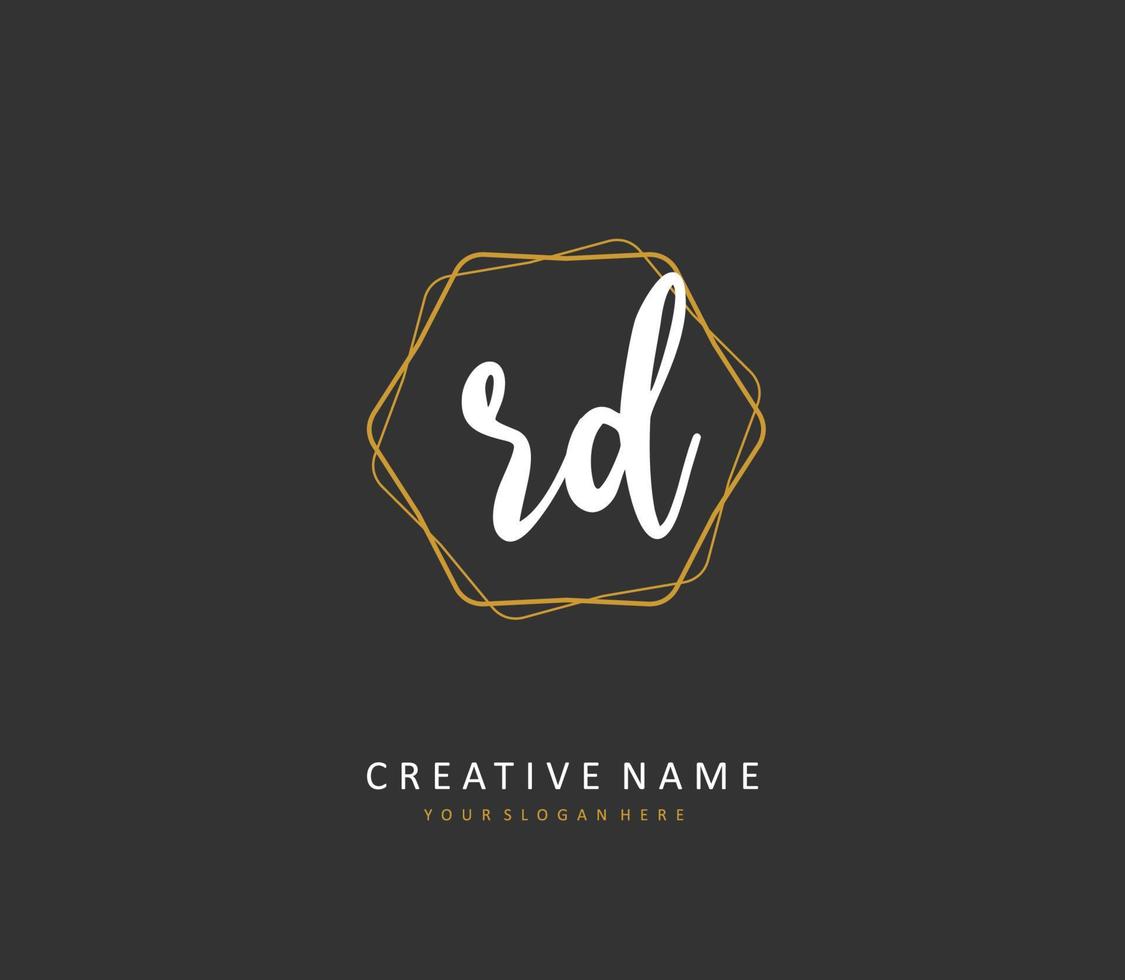 RD Initial letter handwriting and  signature logo. A concept handwriting initial logo with template element. vector