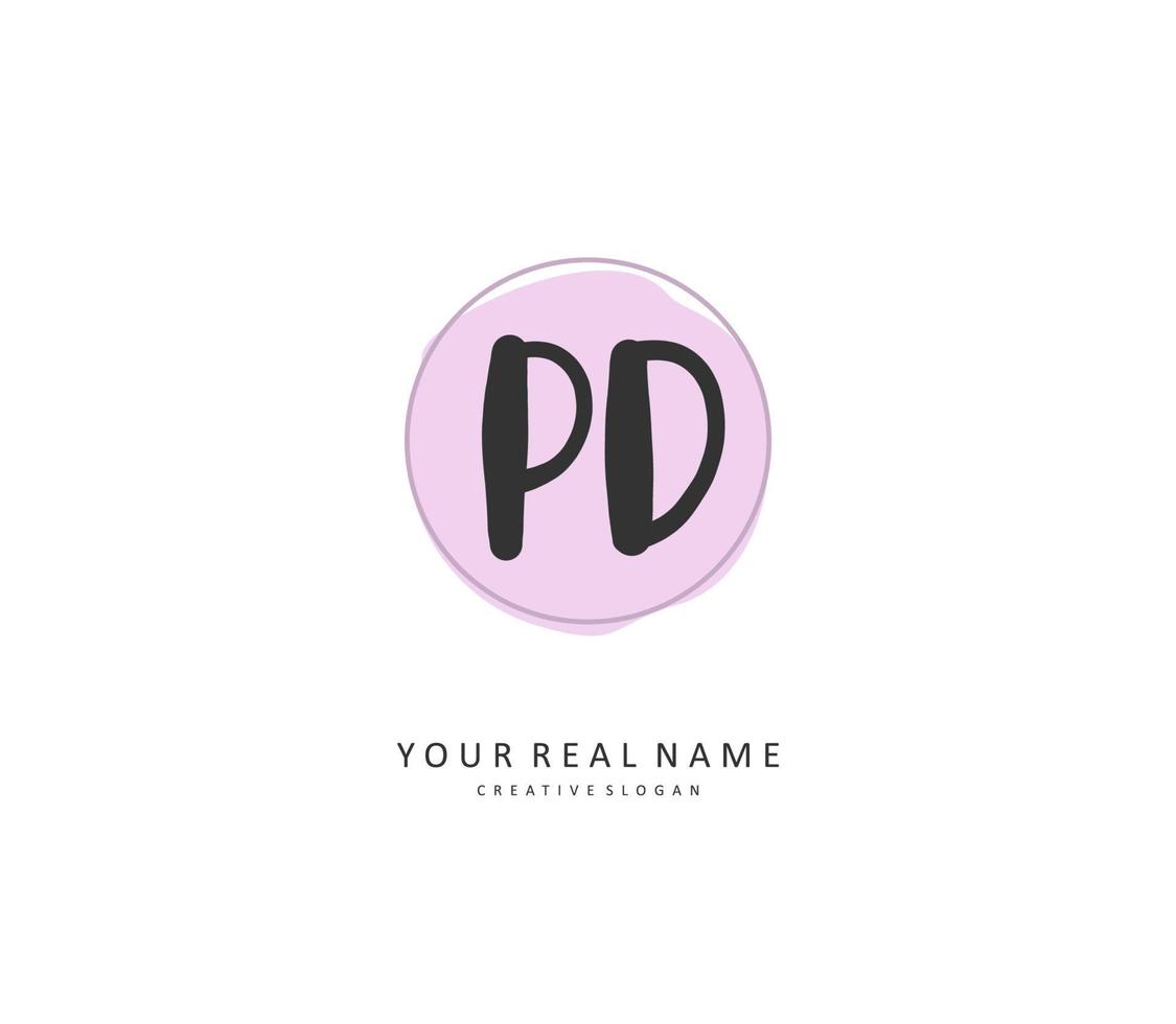 PD Initial letter handwriting and  signature logo. A concept handwriting initial logo with template element. vector