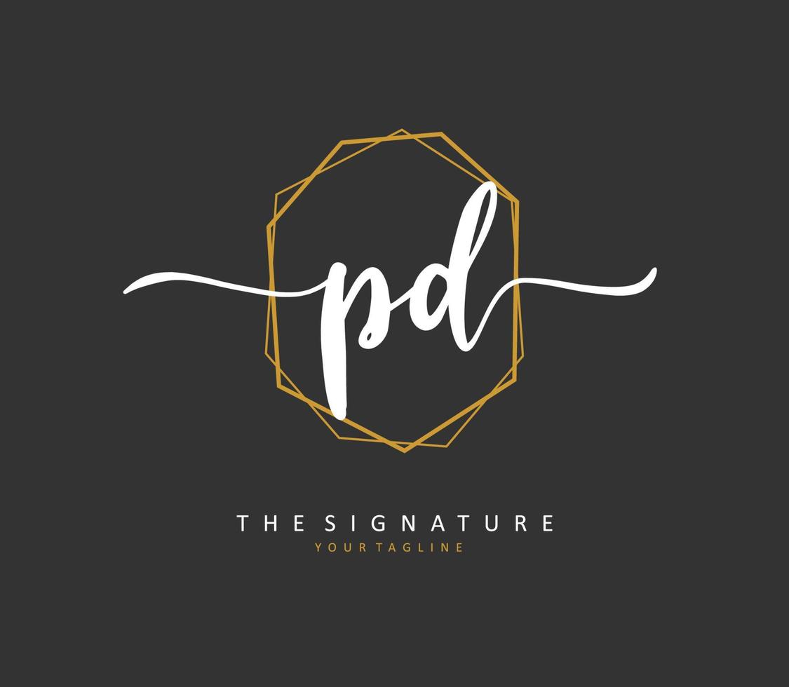 PD Initial letter handwriting and  signature logo. A concept handwriting initial logo with template element. vector