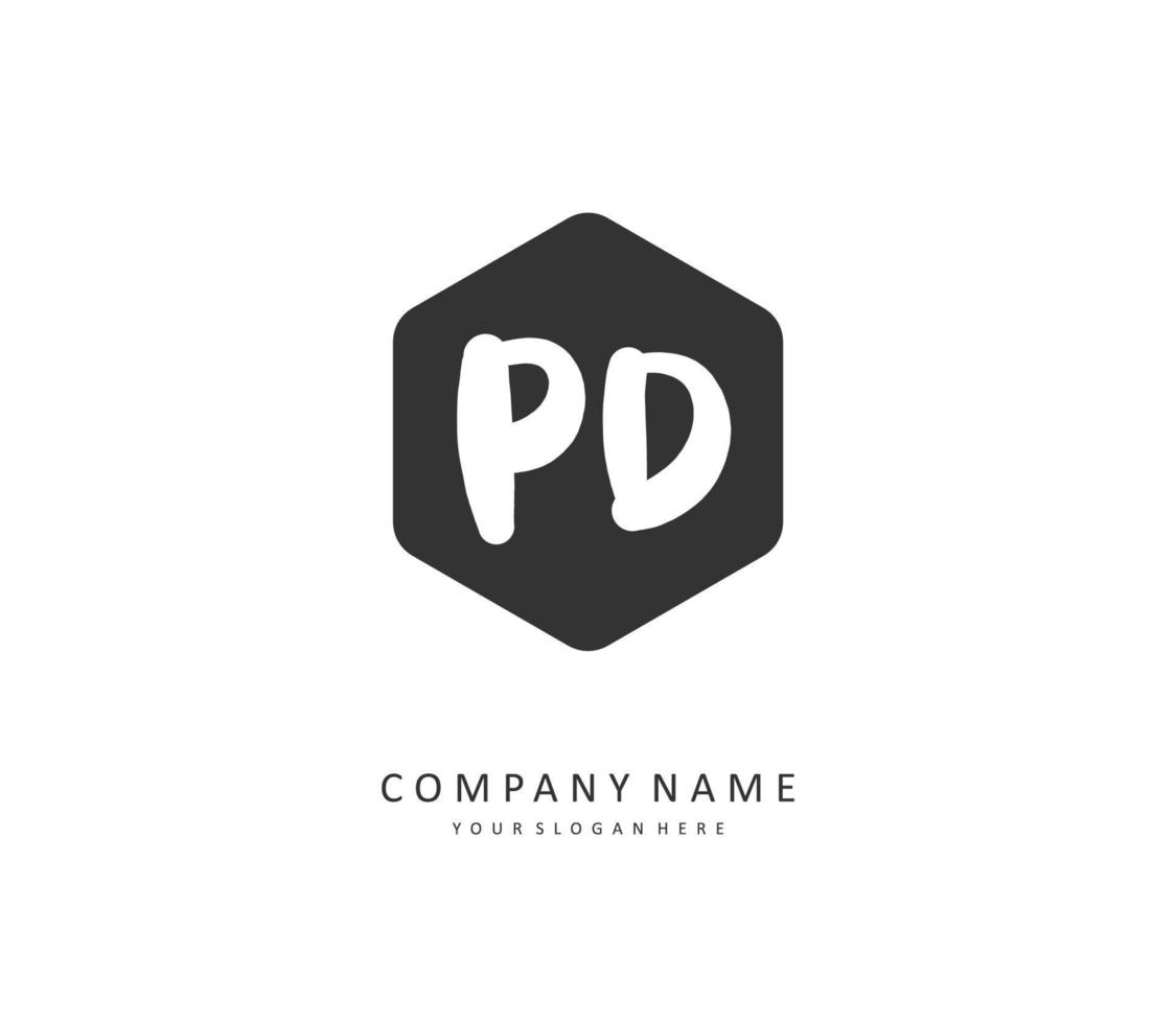 PD Initial letter handwriting and  signature logo. A concept handwriting initial logo with template element. vector