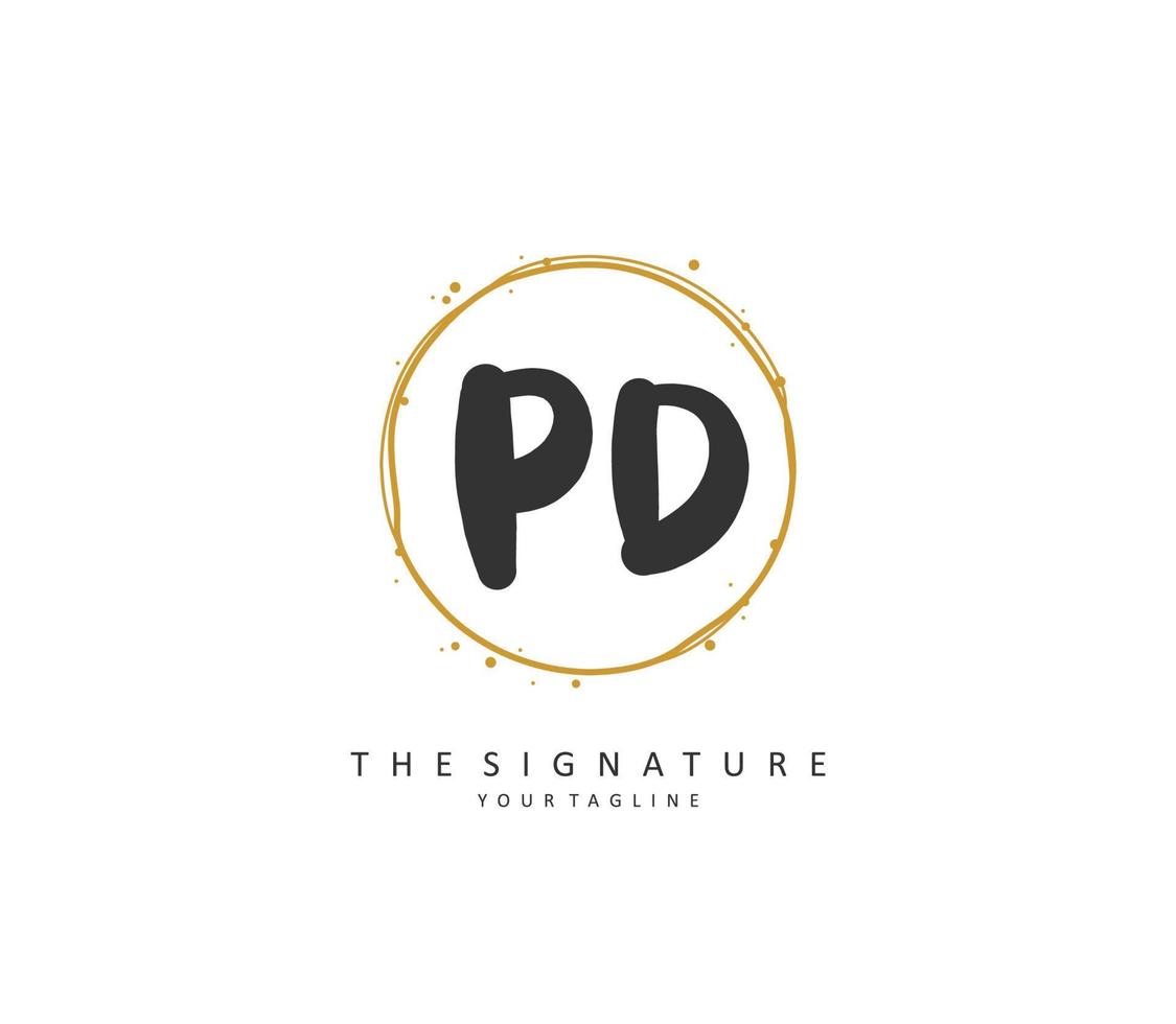 PD Initial letter handwriting and  signature logo. A concept handwriting initial logo with template element. vector
