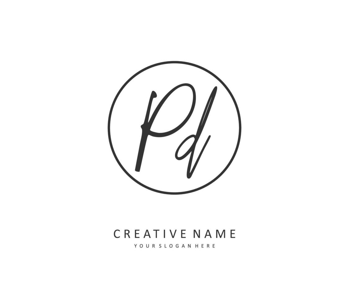 PD Initial letter handwriting and  signature logo. A concept handwriting initial logo with template element. vector