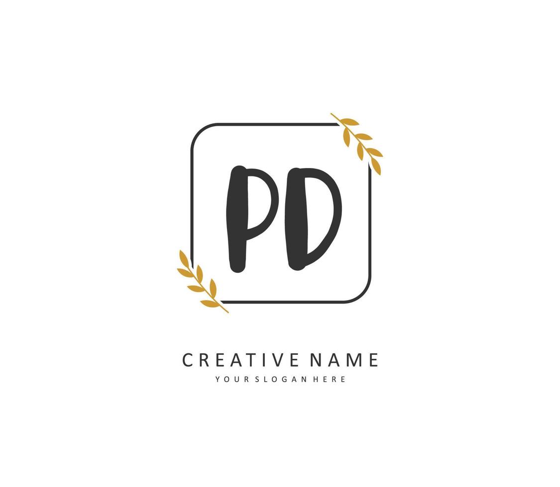 PD Initial letter handwriting and  signature logo. A concept handwriting initial logo with template element. vector