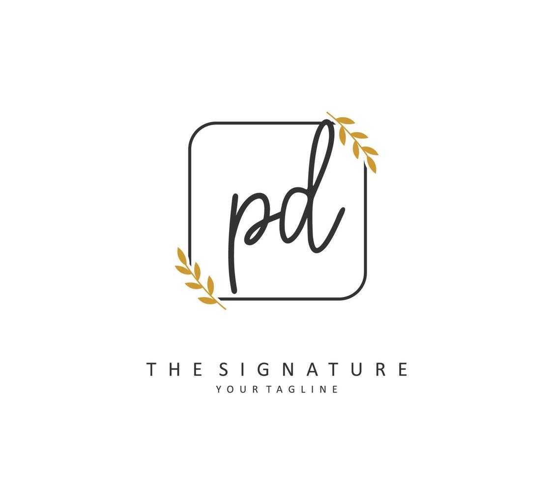 PD Initial letter handwriting and  signature logo. A concept handwriting initial logo with template element. vector