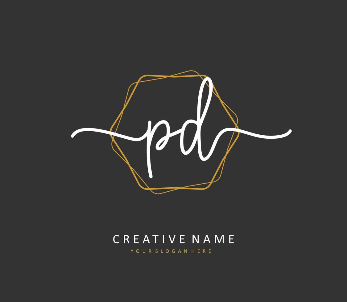 PD Initial letter handwriting and  signature logo. A concept handwriting initial logo with template element. vector