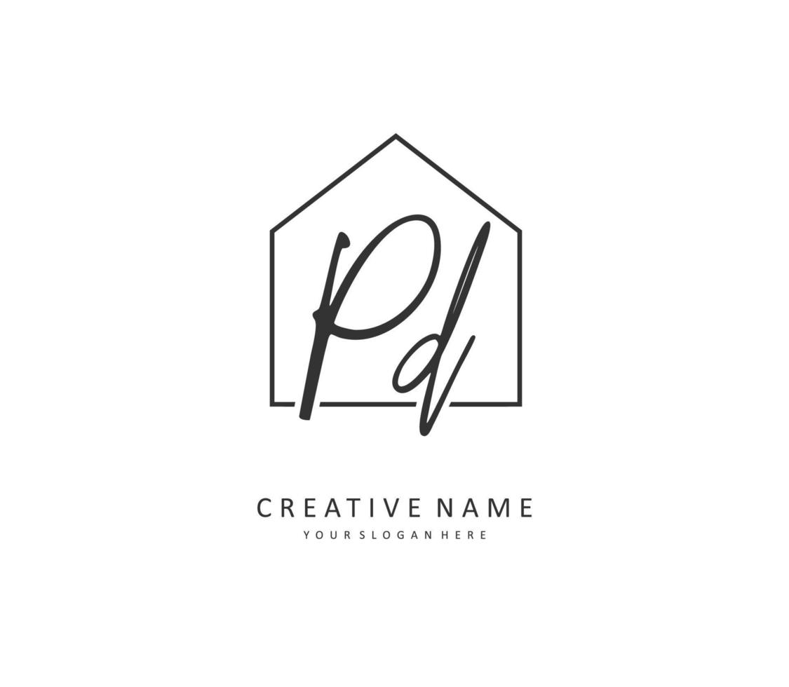 PD Initial letter handwriting and  signature logo. A concept handwriting initial logo with template element. vector