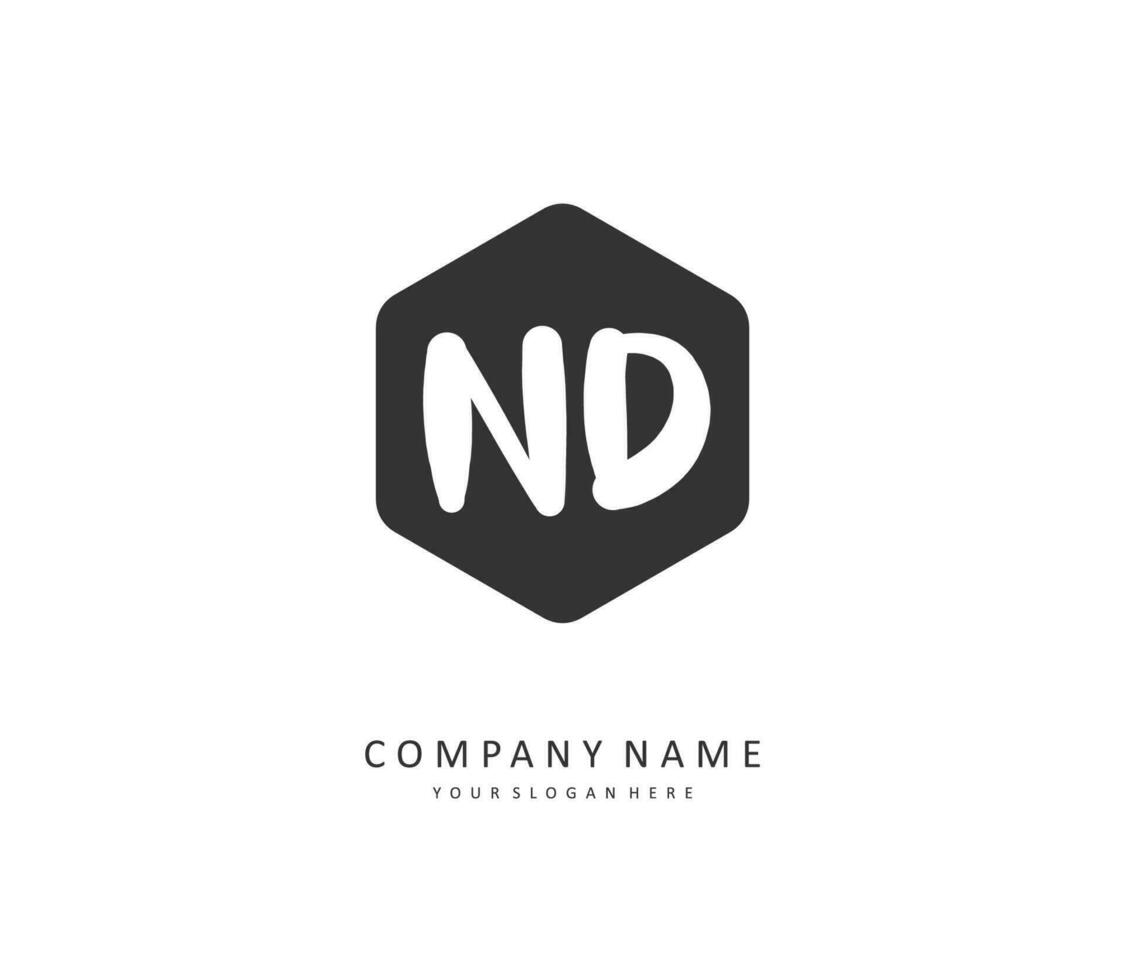 ND Initial letter handwriting and  signature logo. A concept handwriting initial logo with template element. vector
