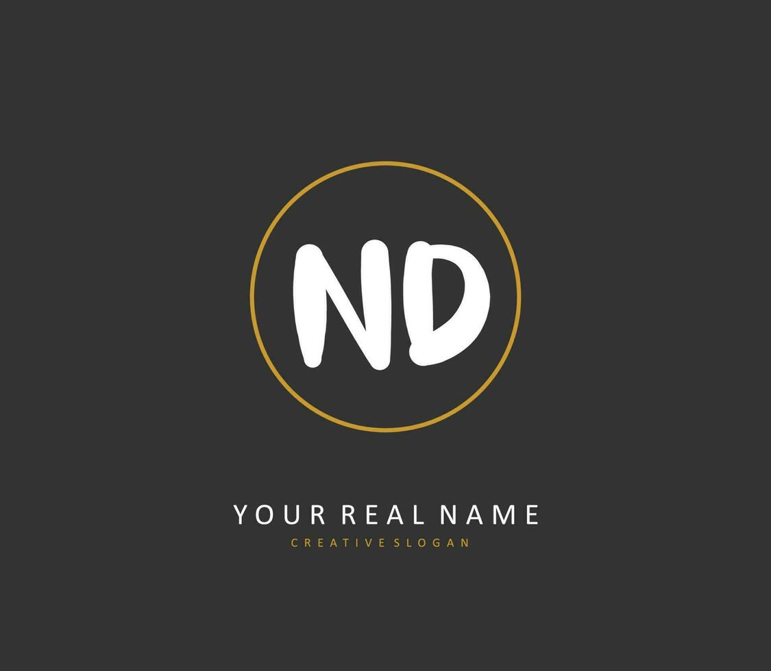 ND Initial letter handwriting and  signature logo. A concept handwriting initial logo with template element. vector