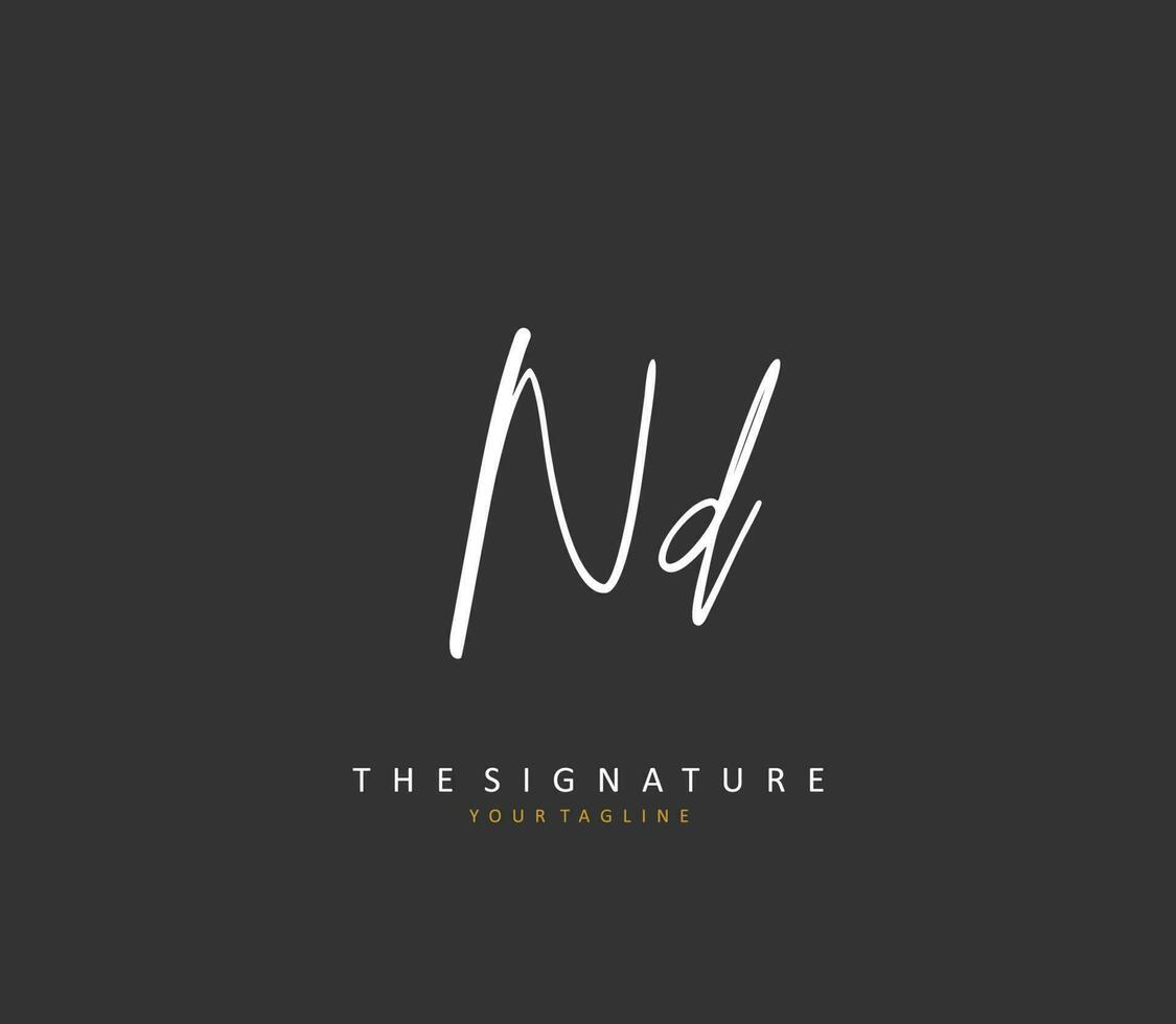 ND Initial letter handwriting and  signature logo. A concept handwriting initial logo with template element. vector