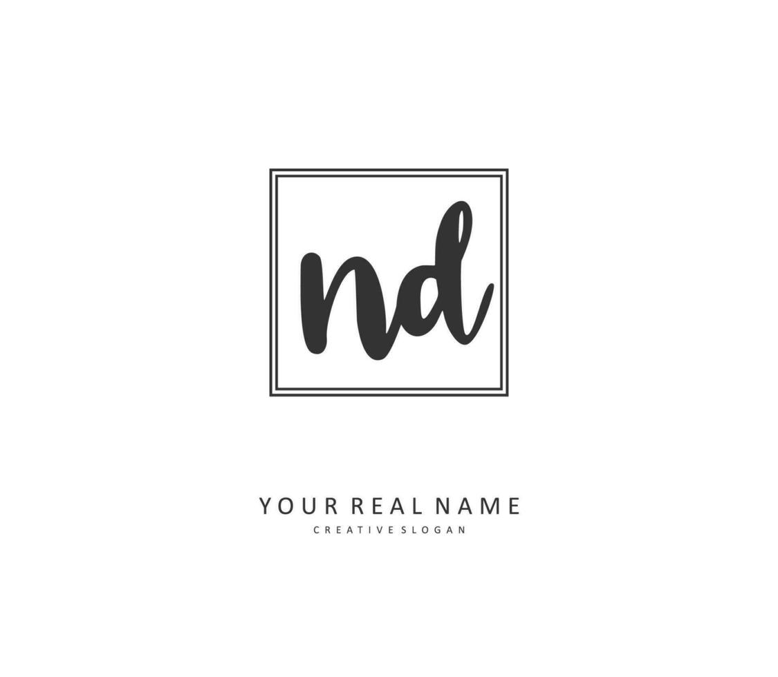 ND Initial letter handwriting and  signature logo. A concept handwriting initial logo with template element. vector