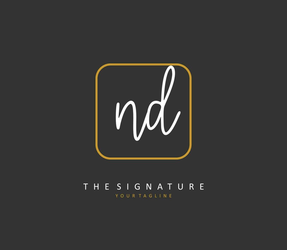 ND Initial letter handwriting and  signature logo. A concept handwriting initial logo with template element. vector