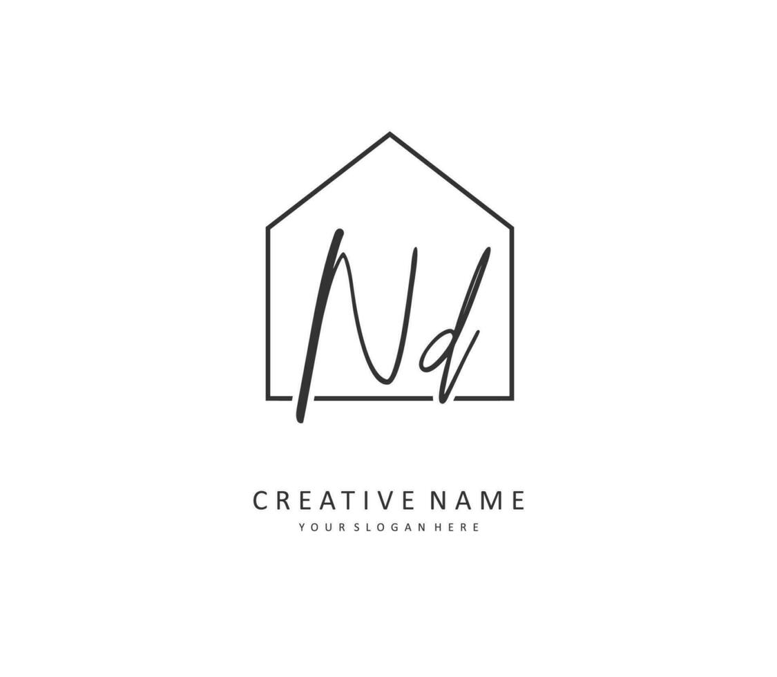 ND Initial letter handwriting and  signature logo. A concept handwriting initial logo with template element. vector