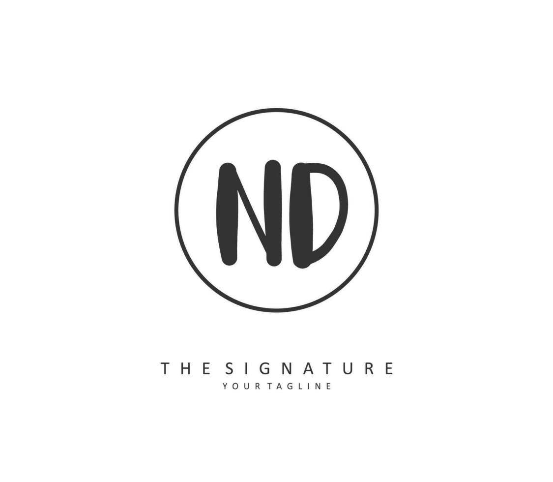 ND Initial letter handwriting and  signature logo. A concept handwriting initial logo with template element. vector