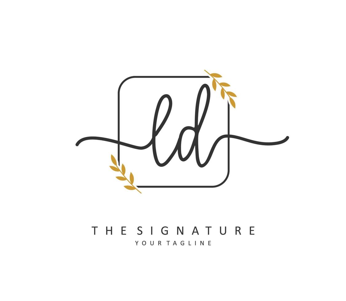 LD Initial letter handwriting and  signature logo. A concept handwriting initial logo with template element. vector