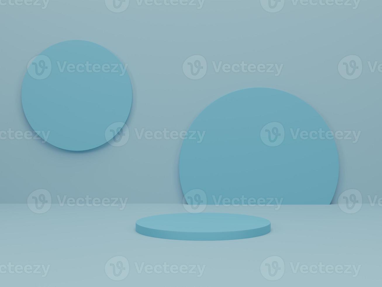 Cylinder podium on light blue background. Abstract minimal scene with geometric forms. Mock up scene to show cosmetic products presentation. 3d rendering, 3d illustration photo