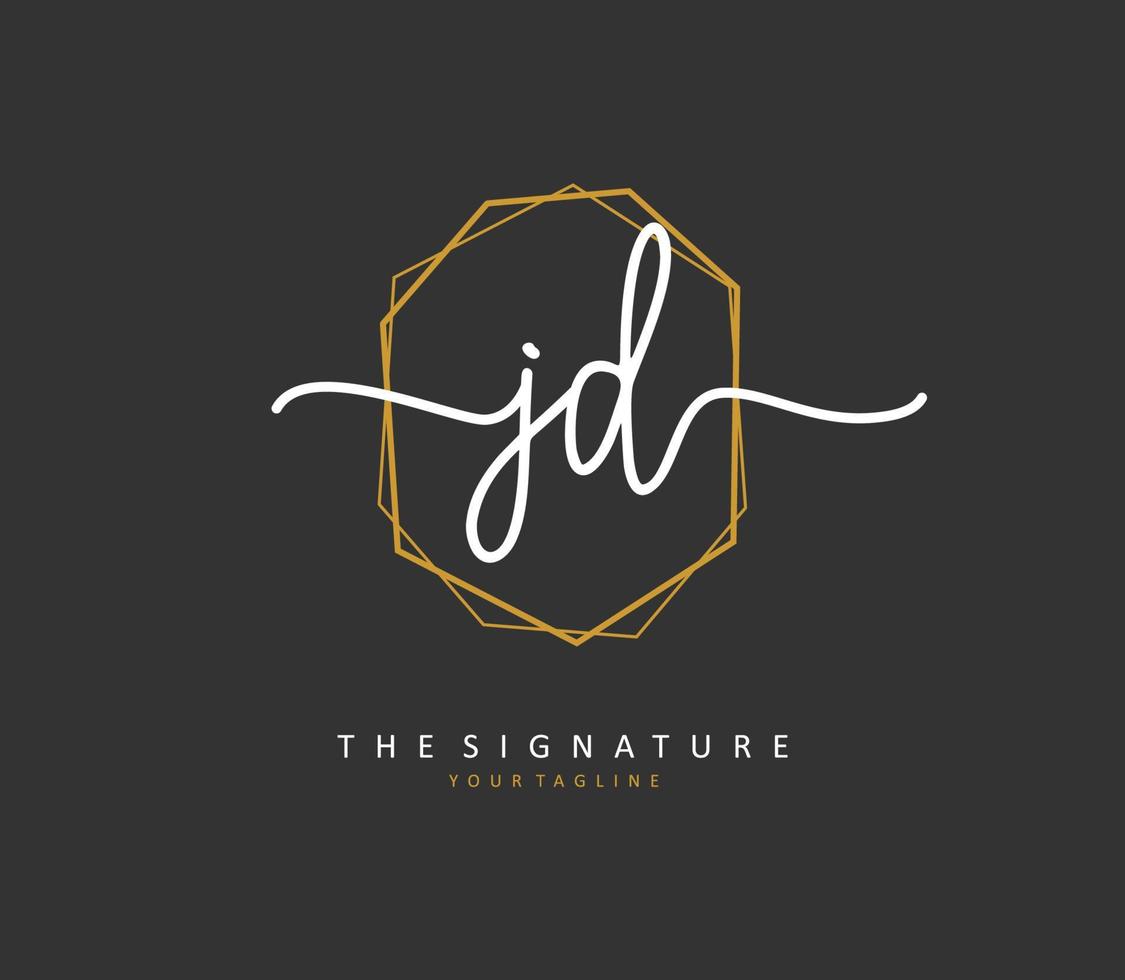 JD Initial letter handwriting and  signature logo. A concept handwriting initial logo with template element. vector