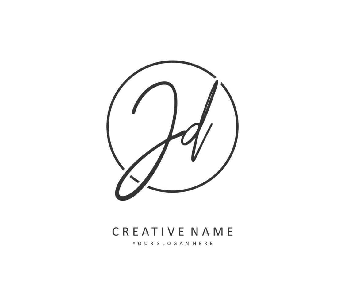 JD Initial letter handwriting and  signature logo. A concept handwriting initial logo with template element. vector