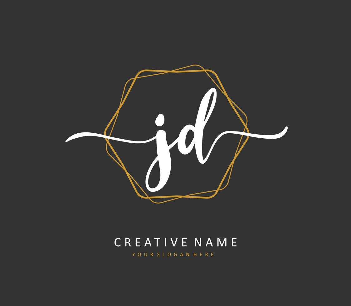 JD Initial letter handwriting and  signature logo. A concept handwriting initial logo with template element. vector