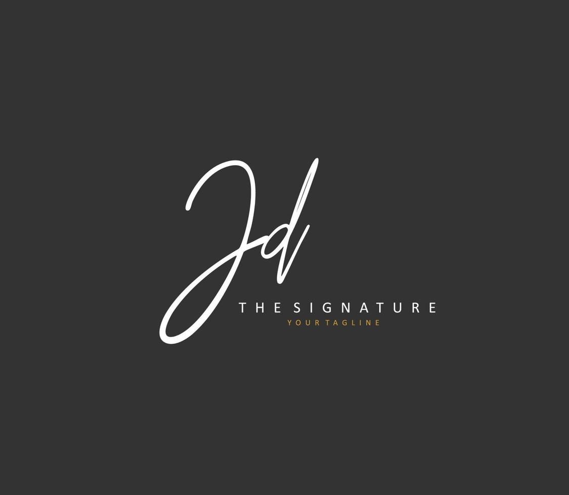 JD Initial letter handwriting and  signature logo. A concept handwriting initial logo with template element. vector